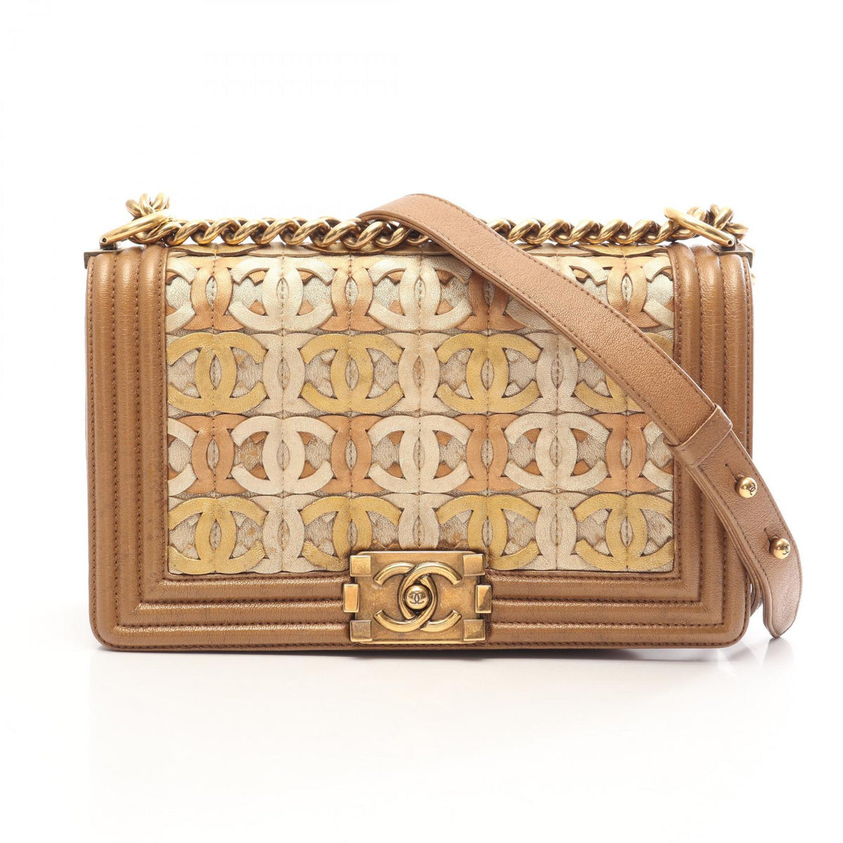 Preloved CHANEL Brown/Gold Boy Chanel Dubai Limited Edition Antique Gold Hardware leather A67086 2101220173494