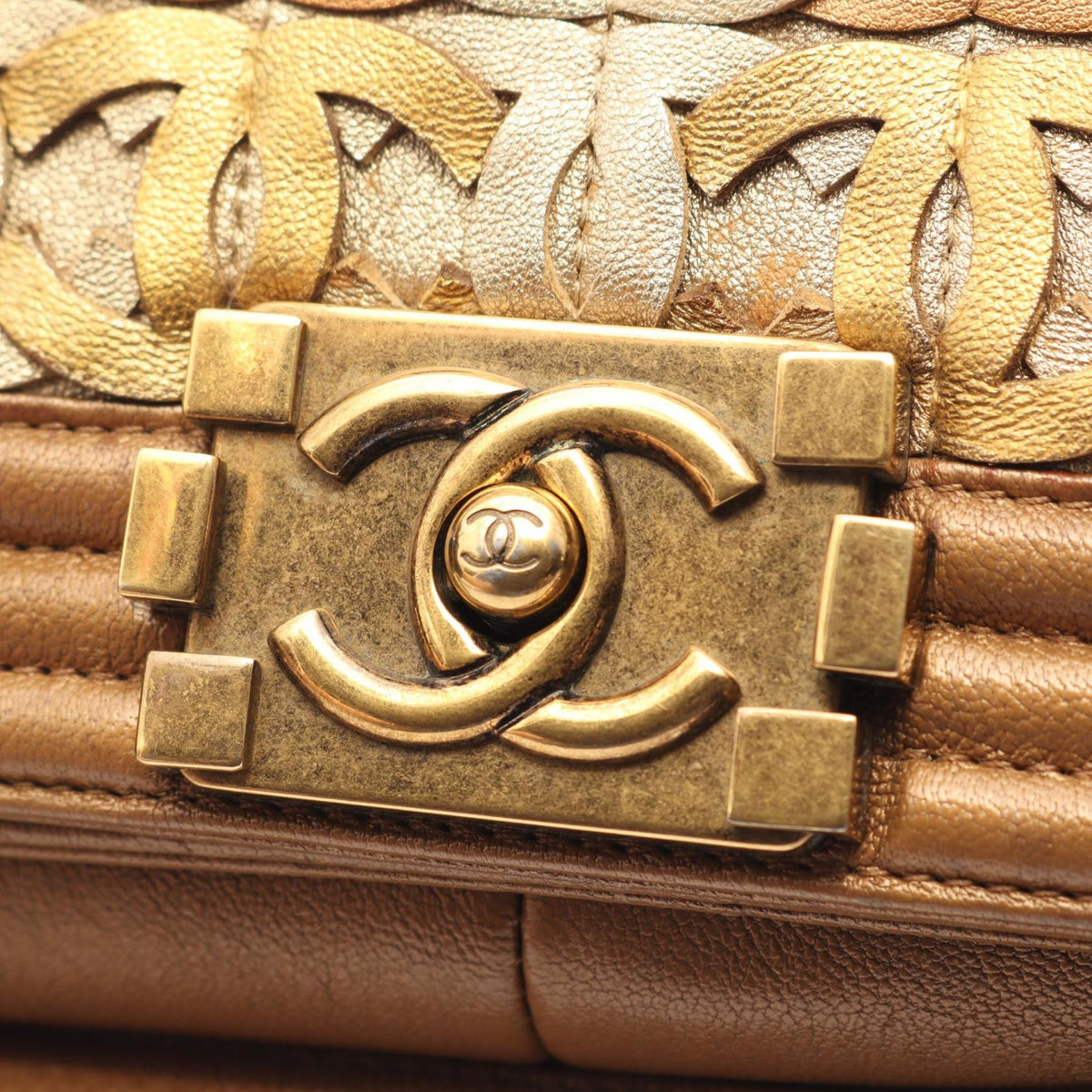 Preloved CHANEL Brown/Gold Boy Chanel Dubai Limited Edition Antique Gold Hardware leather A67086 2101220173494