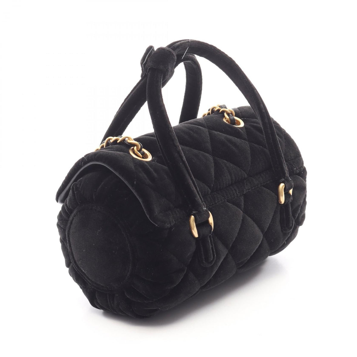 Preloved CHANEL Black Matelasse 2WAY Fabric 2101220185107