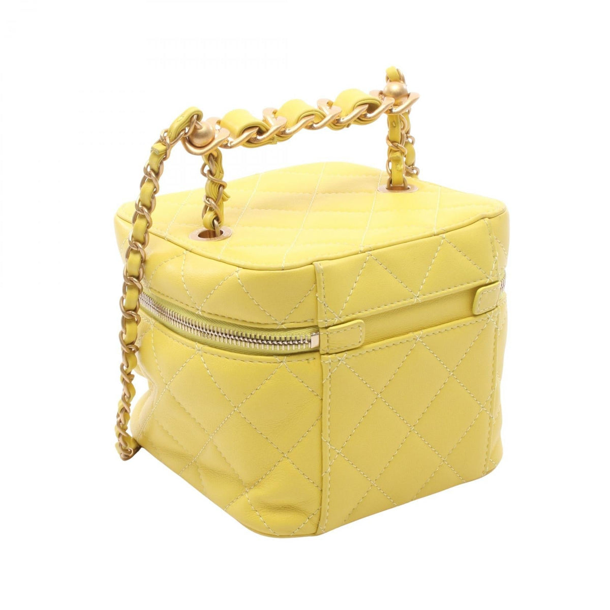 Preloved CHANEL Yellow Matelasse Vanity 2WAY Lambskin (sheep leather) 2101219785325