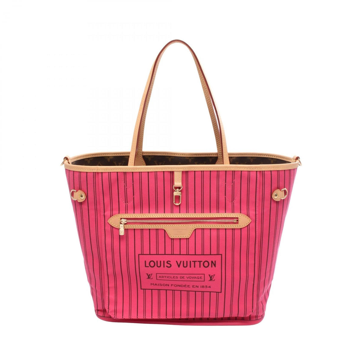 Preloved LOUIS VUITTON Neverfull Inside Out MM Monogram Rose Buffalo Pondichery Leather 2WAY Pink Brown/Pink Tote Bag M12257 
