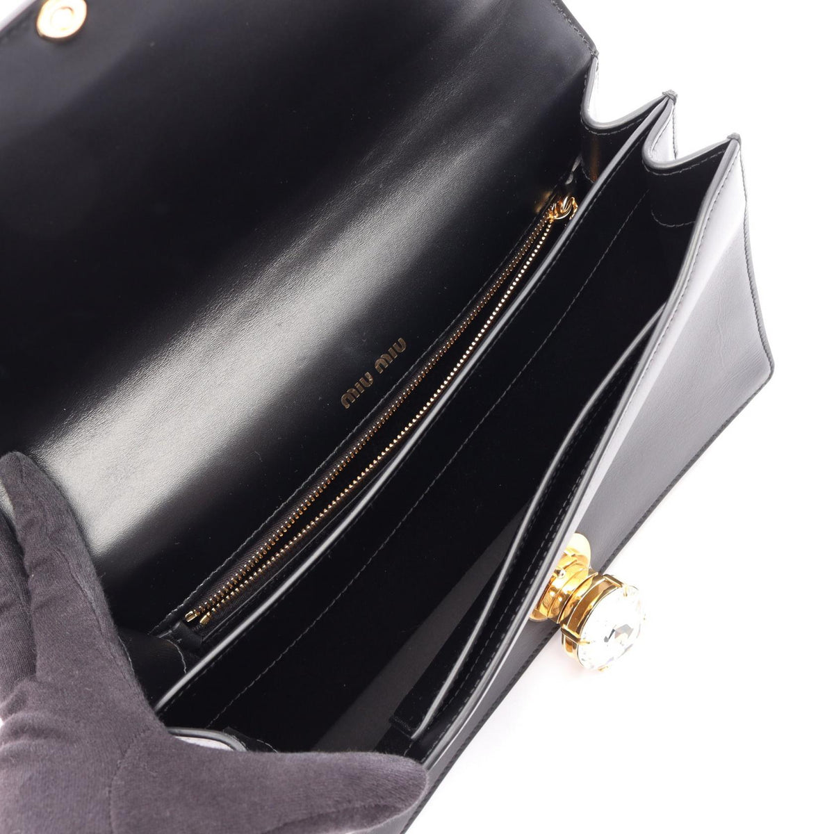 Preloved Miu Miu Shoulder Bag Black leather 5BD129 2104102457781