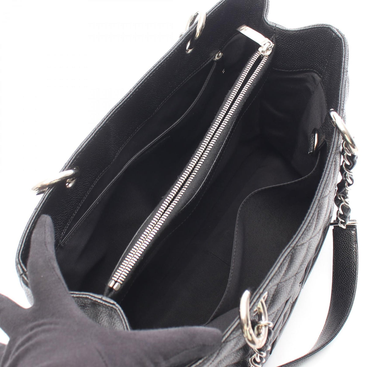 Preloved CHANEL Black Matelasse Grand Shopping GST Calfskin (cowhide) 2101220221546