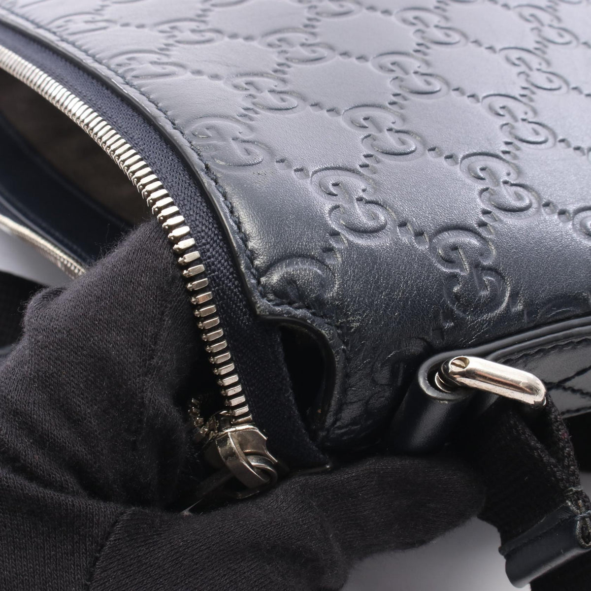 Preloved GUCCI Guccisima Shoulder Bag Navy leather 406408 2101220287337