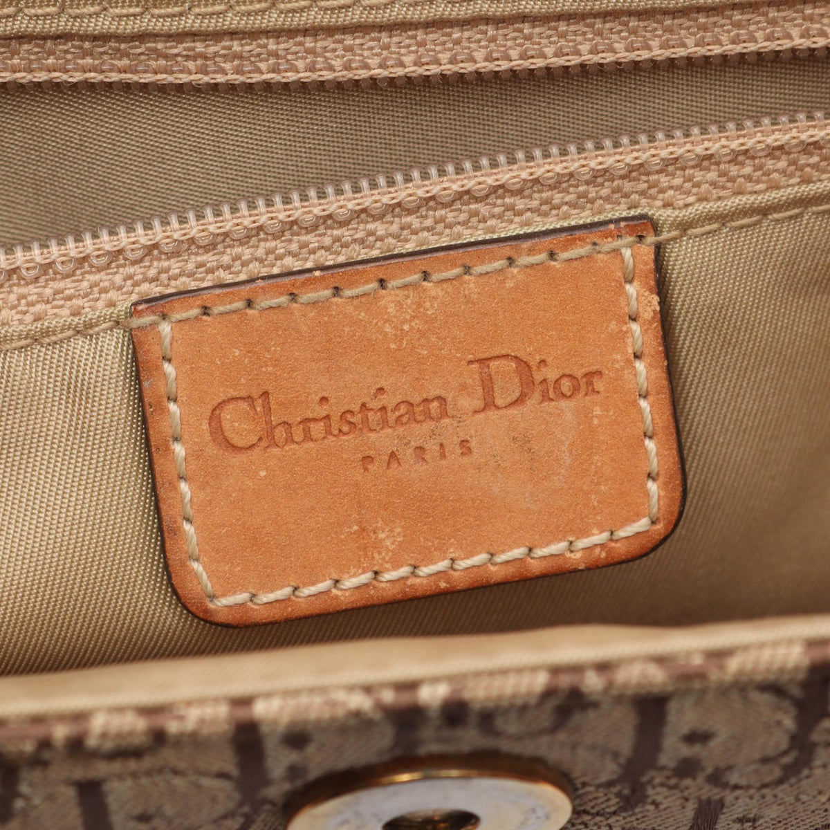 Preloved Dior street chic trotter Shoulder Bag Beige/Brown canvas×leather 2101219536439