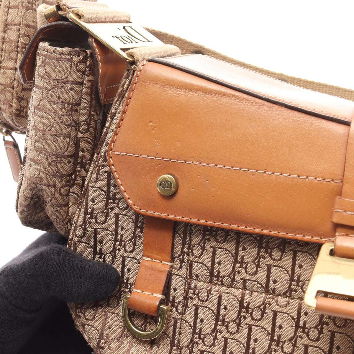 Preloved Dior street chic trotter Shoulder Bag Beige/Brown canvas×leather 2101219536439