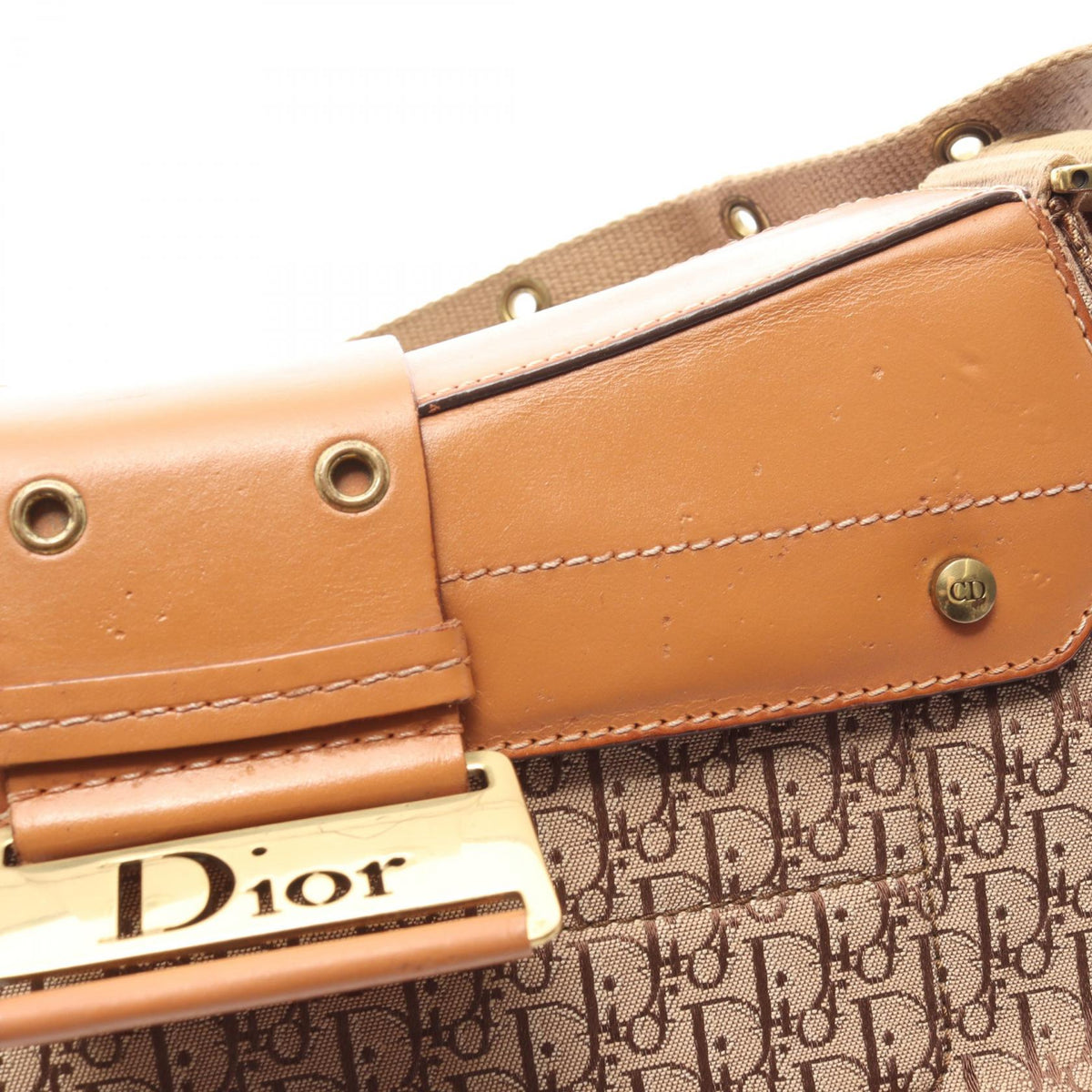Preloved Dior street chic trotter Shoulder Bag Beige/Brown canvas×leather 2101219536439