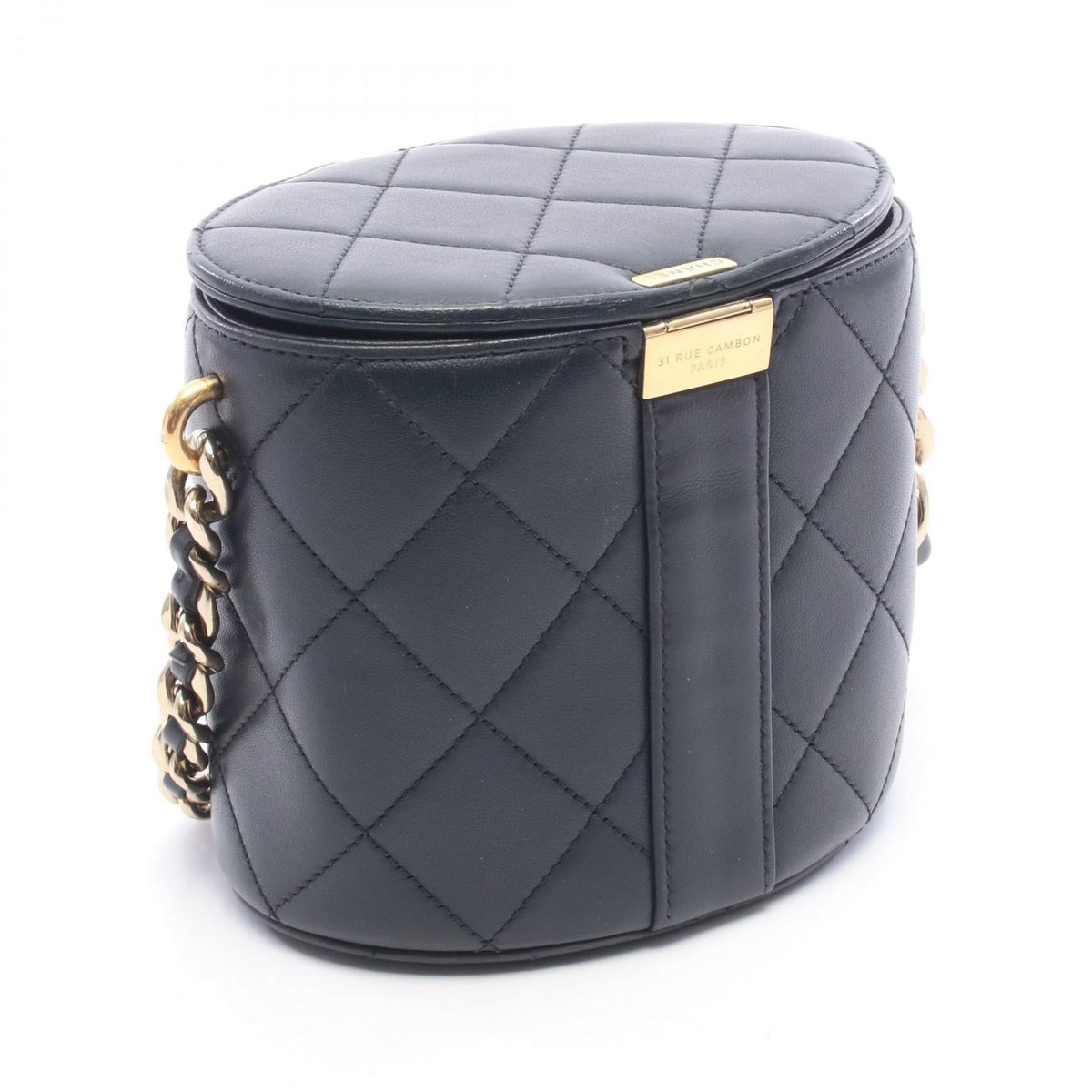 Preloved CHANEL Black Matelasse vanity Lambskin (sheep leather) 2101220285135