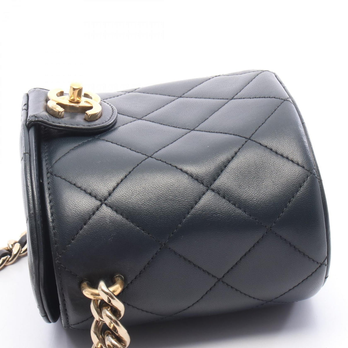 Preloved CHANEL Black Matelasse vanity Lambskin (sheep leather) 2101220285135
