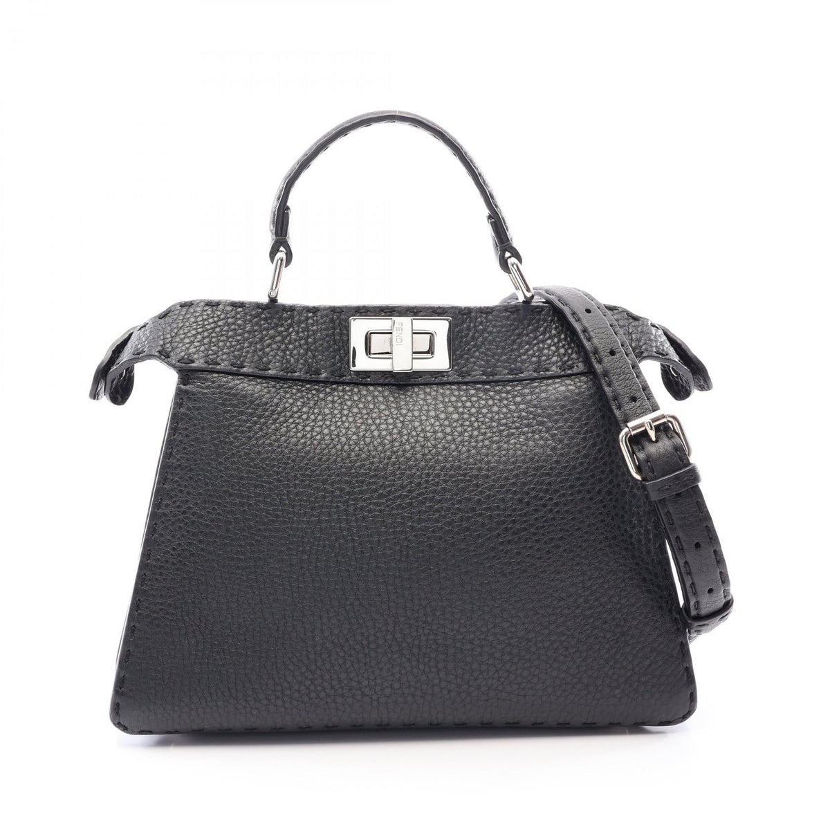 Preloved FENDI Peekaboo I See You Small Selleria 2WAY Handbag Black leather 8BN327 2118700092176