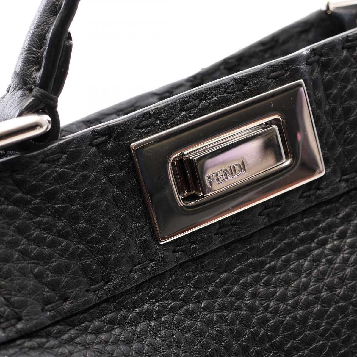 Preloved FENDI Peekaboo I See You Small Selleria 2WAY Handbag Black leather 8BN327 2118700092176