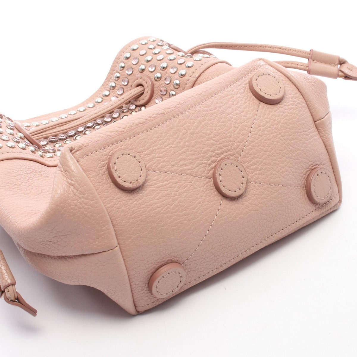 Preloved Miu Miu Madras Crystal Bucket Shoulder Bag Pink leather 2101219601441