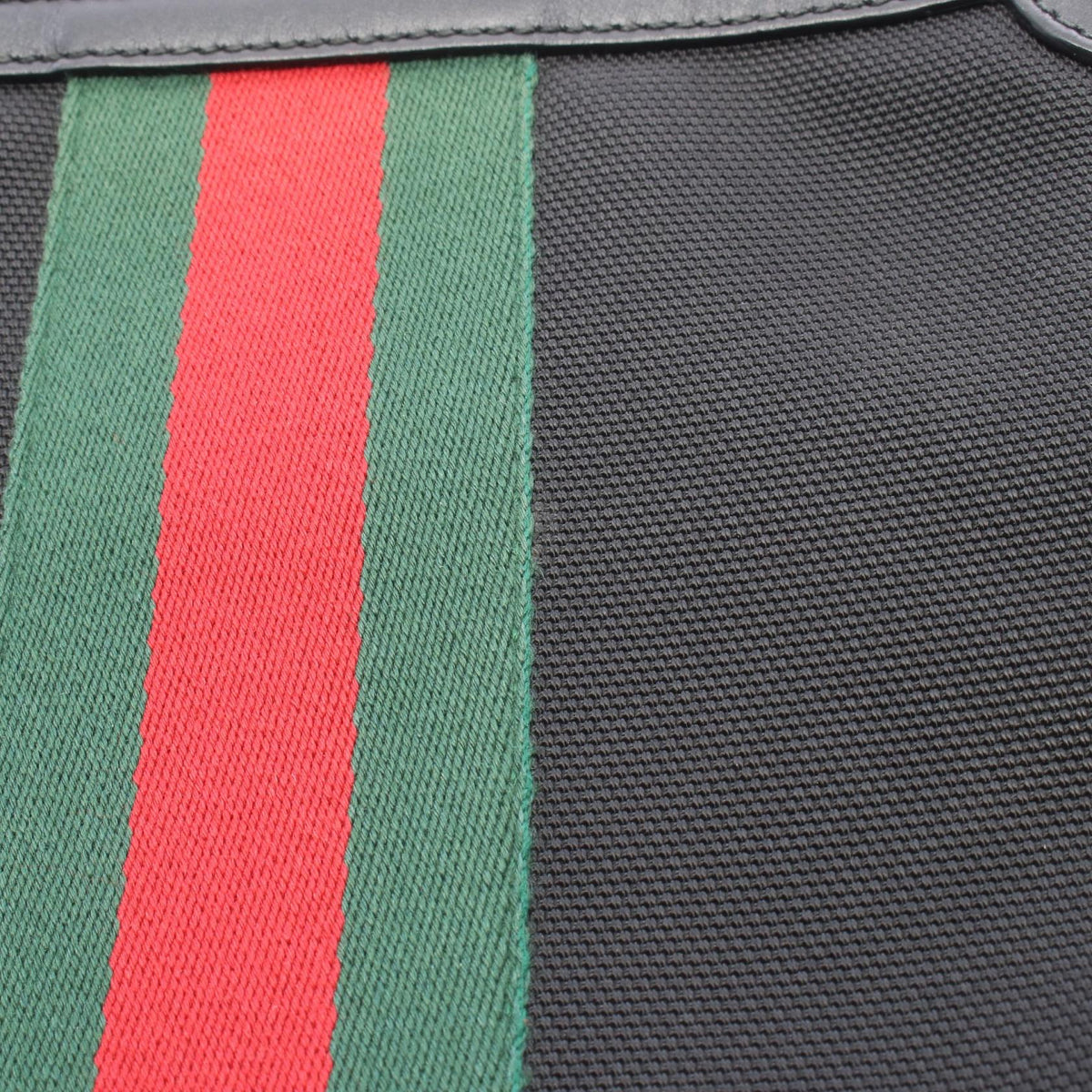 Preloved GUCCI Web Stripe Flat Messenger Shoulder Bag Black/Green/Red leather×Nylon canvas 471454 2101220287320