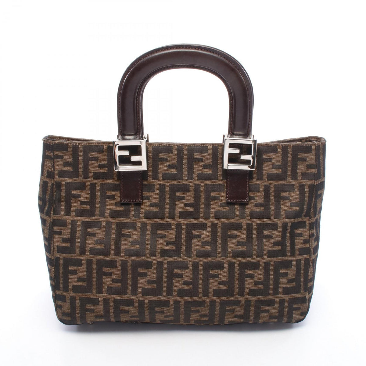 Preloved FENDI Zucca Tote Bag Brown/Black canvas×leather 2101219519968
