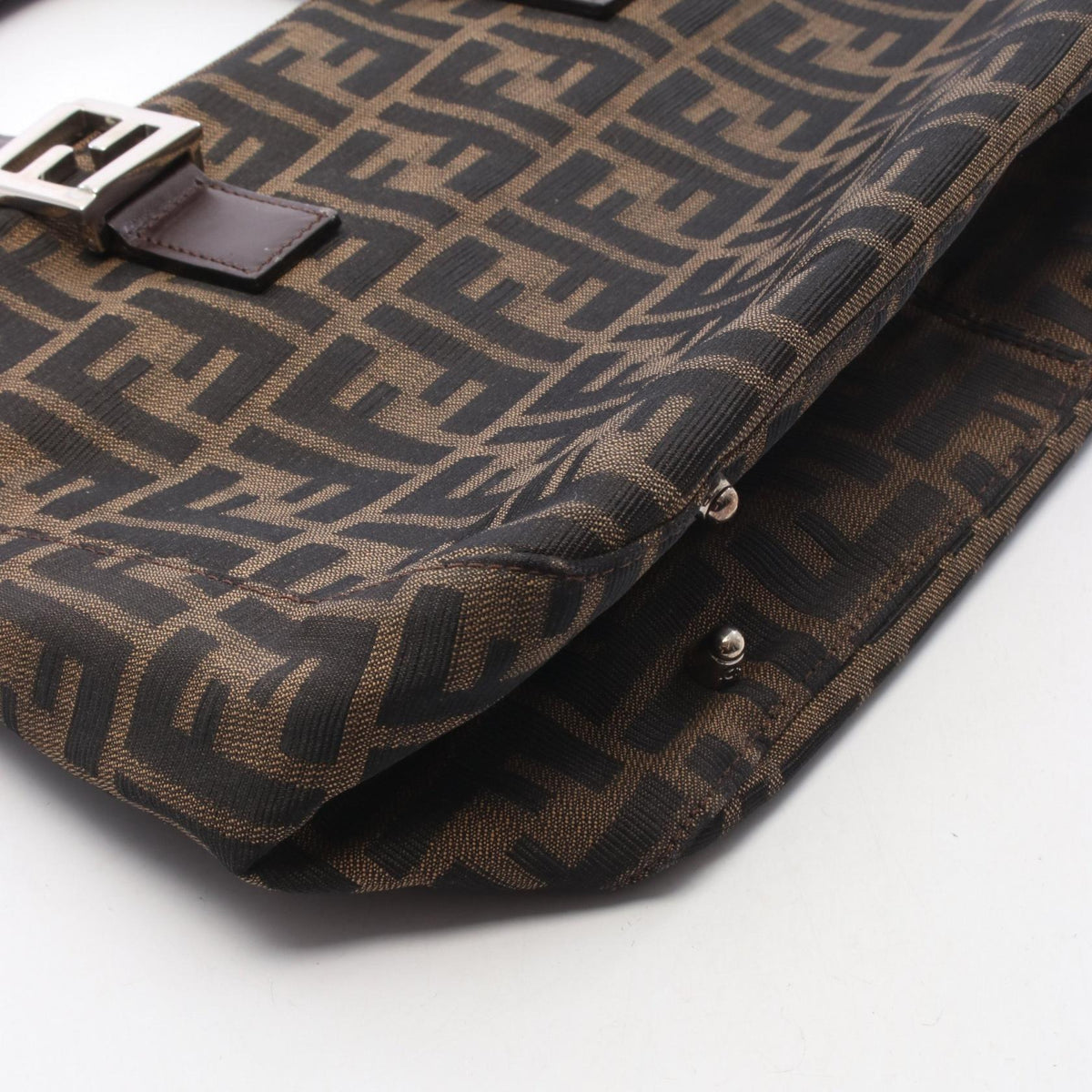 Preloved FENDI Zucca Tote Bag Brown/Black canvas×leather 2101219519968