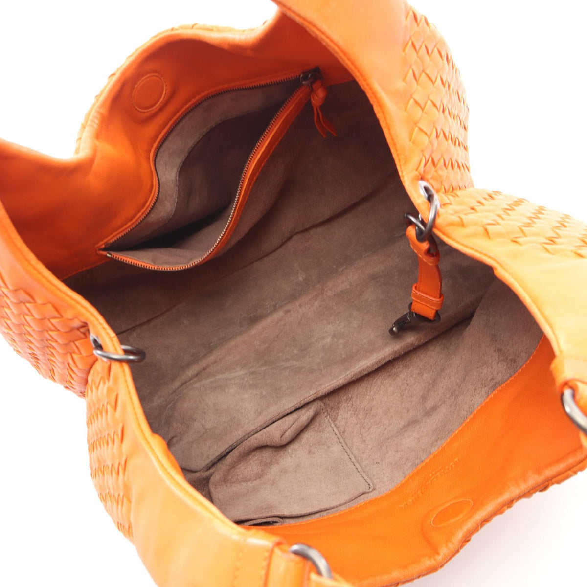 Preloved BOTTEGA VENETA Medium Campana Intrecciato Shoulder Bag Orange leather 2101219862552