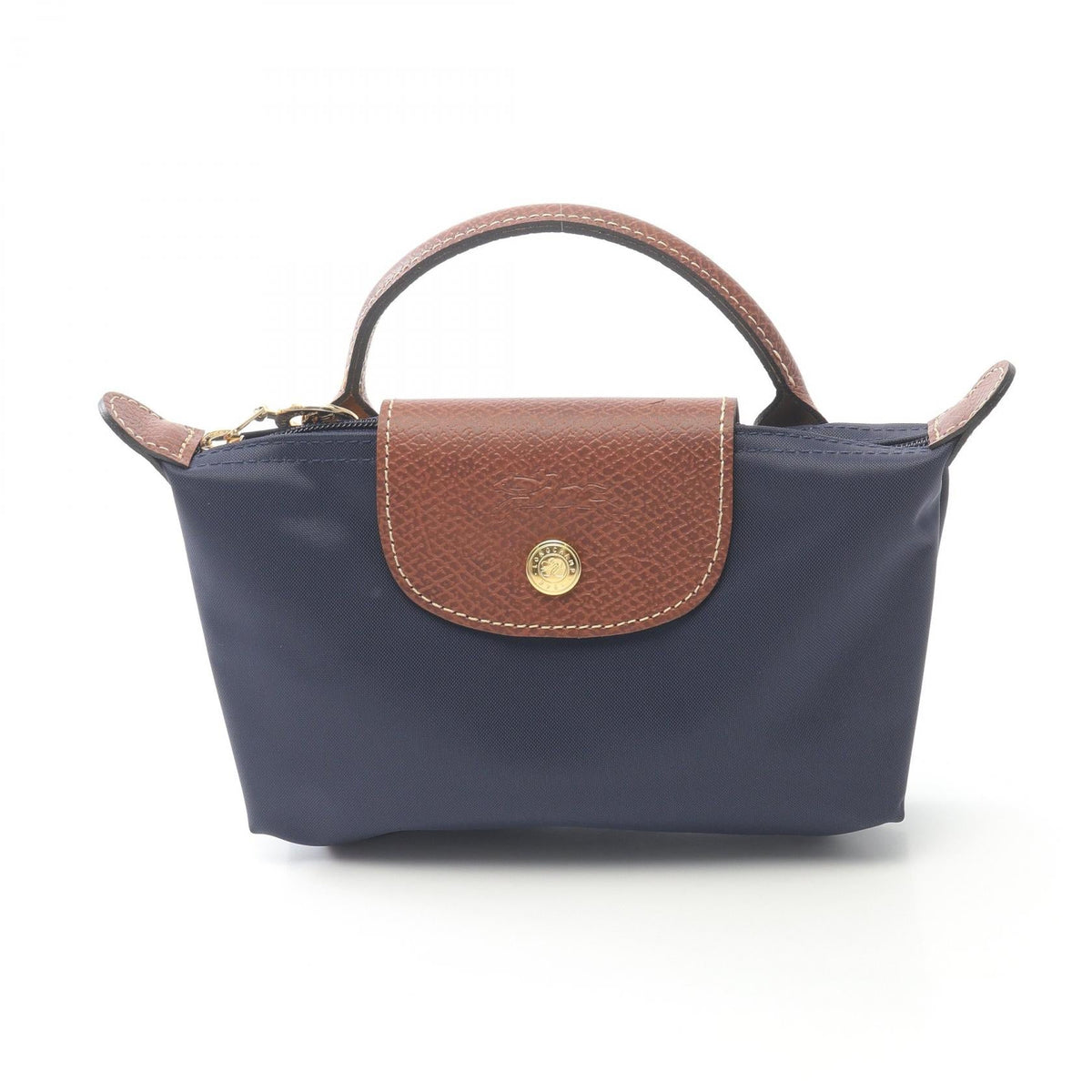 Preloved Longchamp Le Pliage Original Handbag Navy/Brown canvas×leather 34175089P68 2101220295172