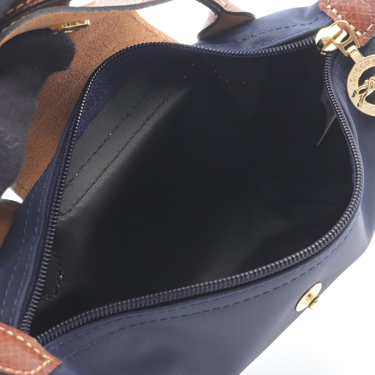 Preloved Longchamp Le Pliage Original Handbag Navy/Brown canvas×leather 34175089P68 2101220295172