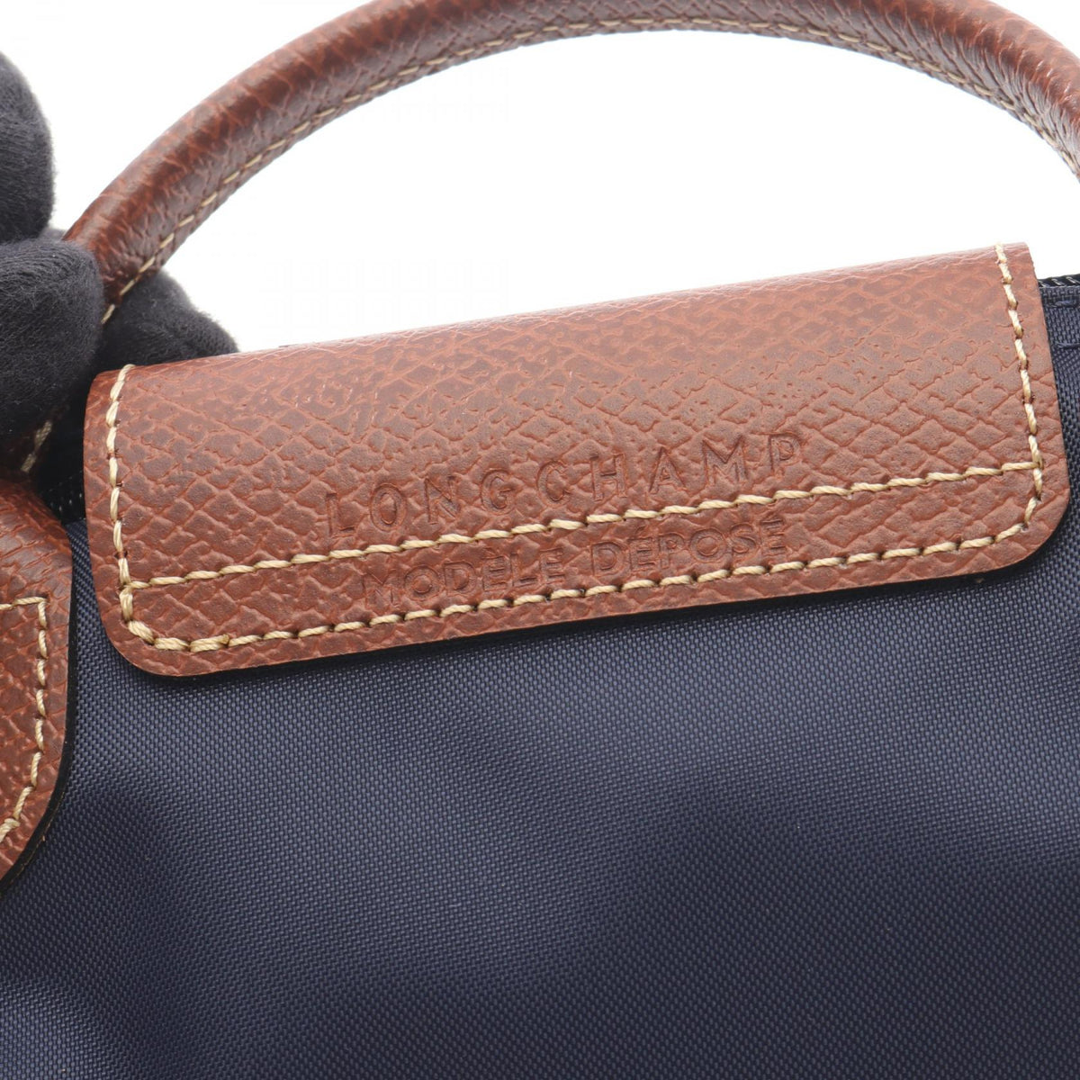 Preloved Longchamp Le Pliage Original Handbag Navy/Brown canvas×leather 34175089P68 2101220295172