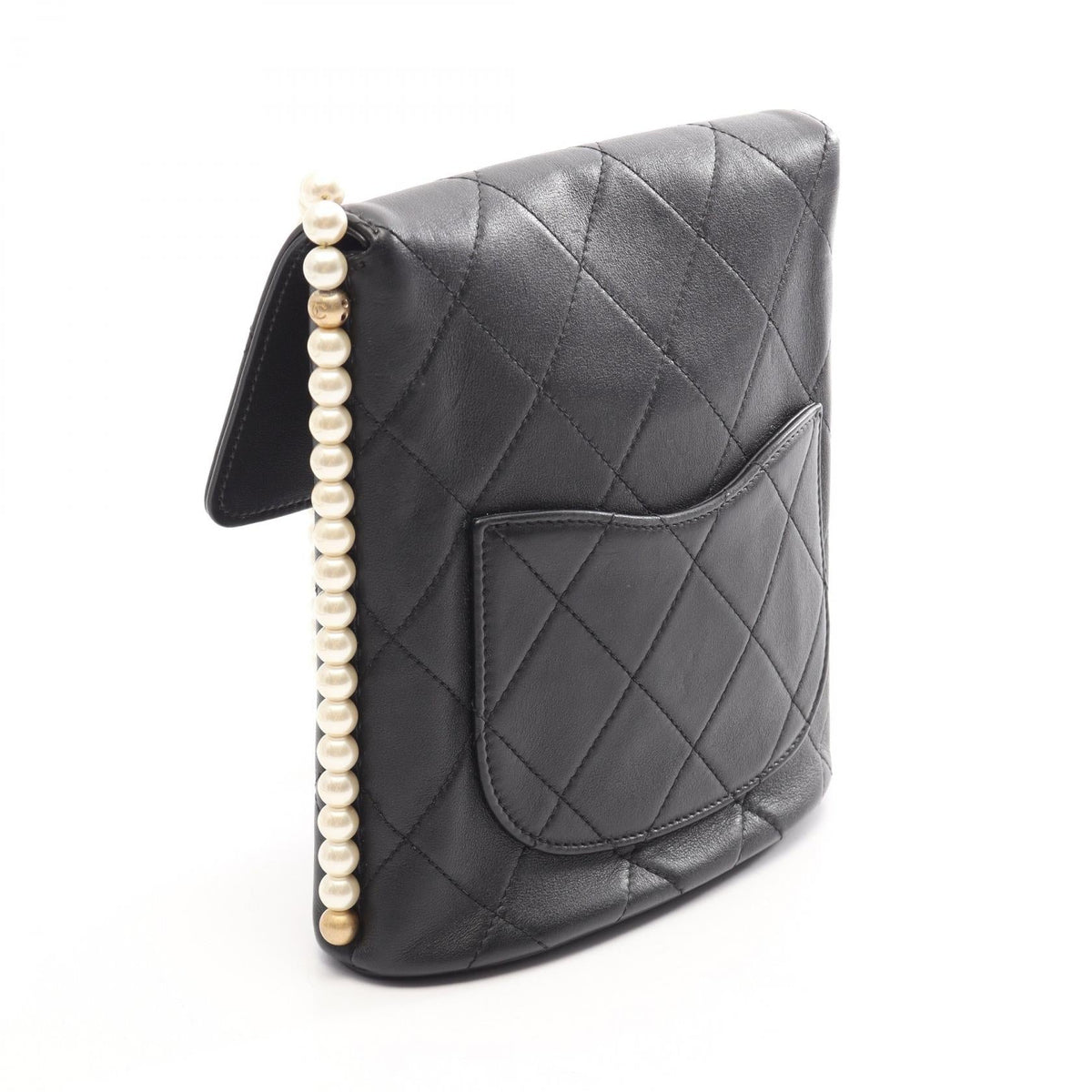 Preloved CHANEL Black Matelasse Artificial pearl Shoulder Bag Lambskin (sheep leather) AS2503 2107400263245