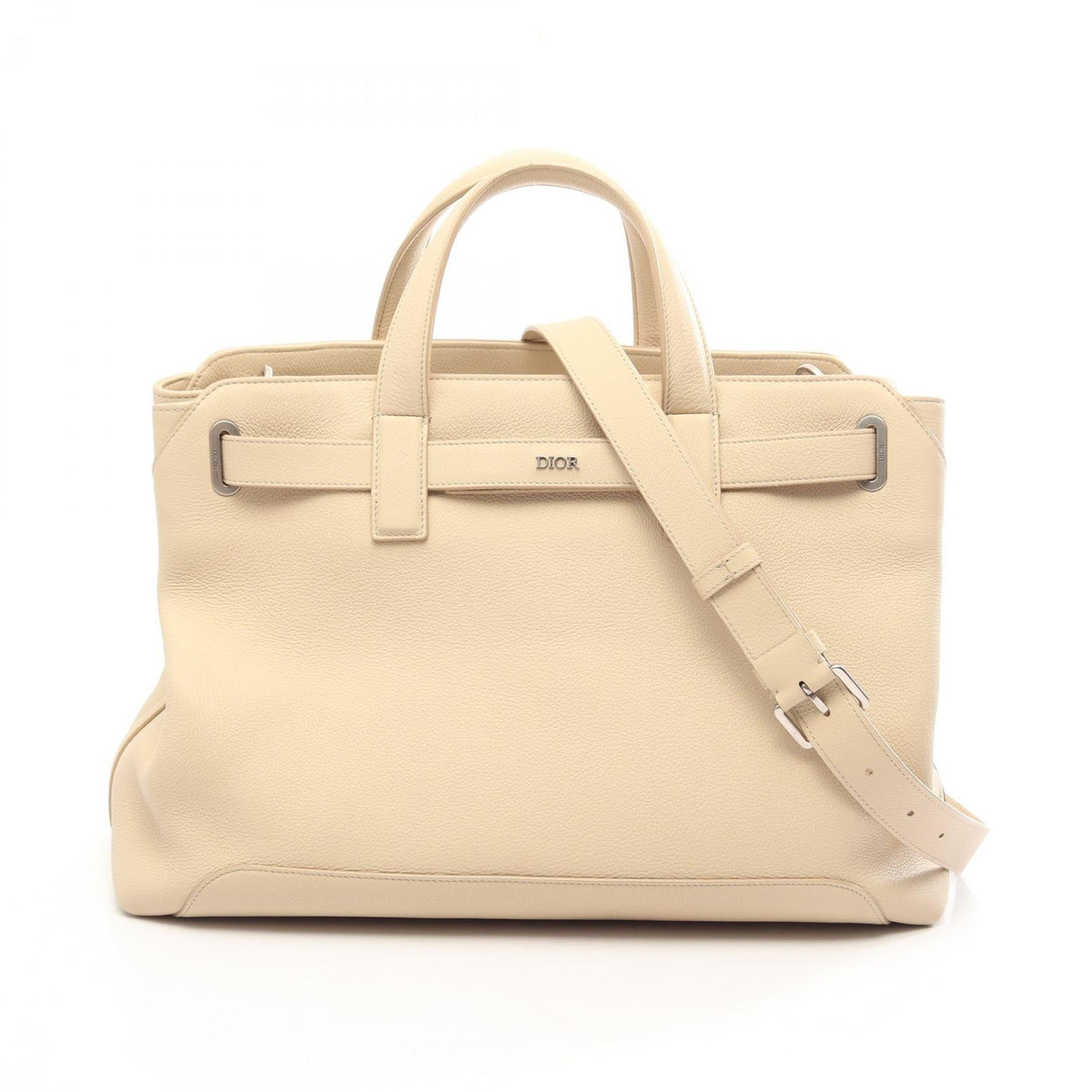 Preloved Dior Normandy Medium 2WAY Tote Bag Beige leather 2101220287351