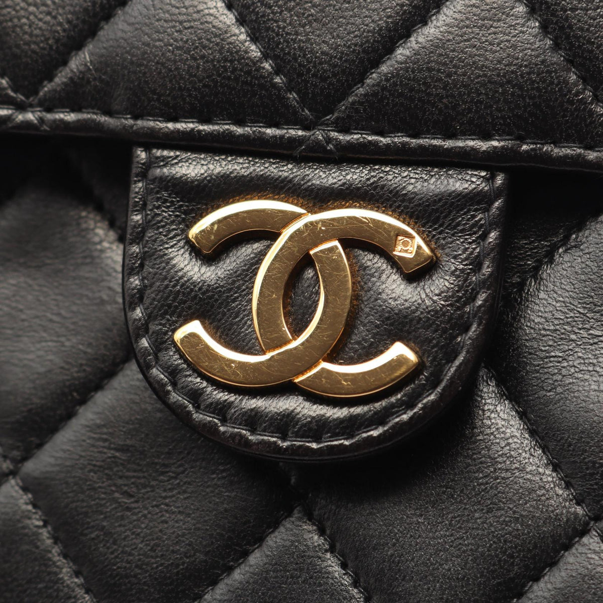 Preloved CHANEL Black Matelasse Single Flap Push Lock Lambskin (sheep leather) 2101220285333