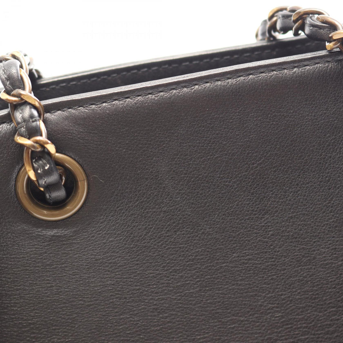 Preloved CHANEL Black COCO Mark Antique Gold Hardware leather 2101220285180
