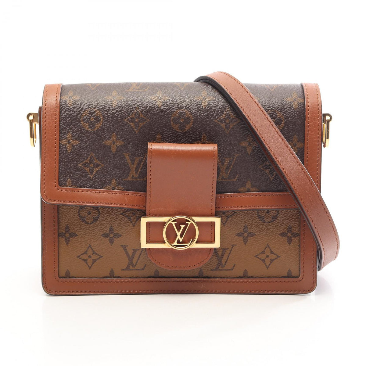 Preloved LOUIS VUITTON Dauphine MM Monogram Reverse Brown Shoulder Bag M44391 2107400263238