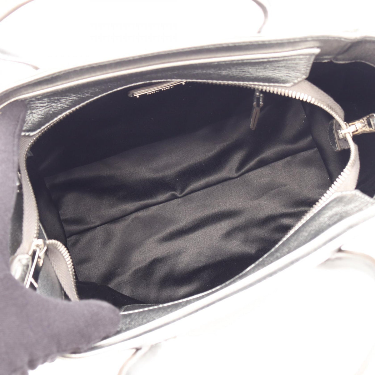 Preloved Miu Miu NAPPA BIKER 2WAY Handbag Silver leather 2101220288211