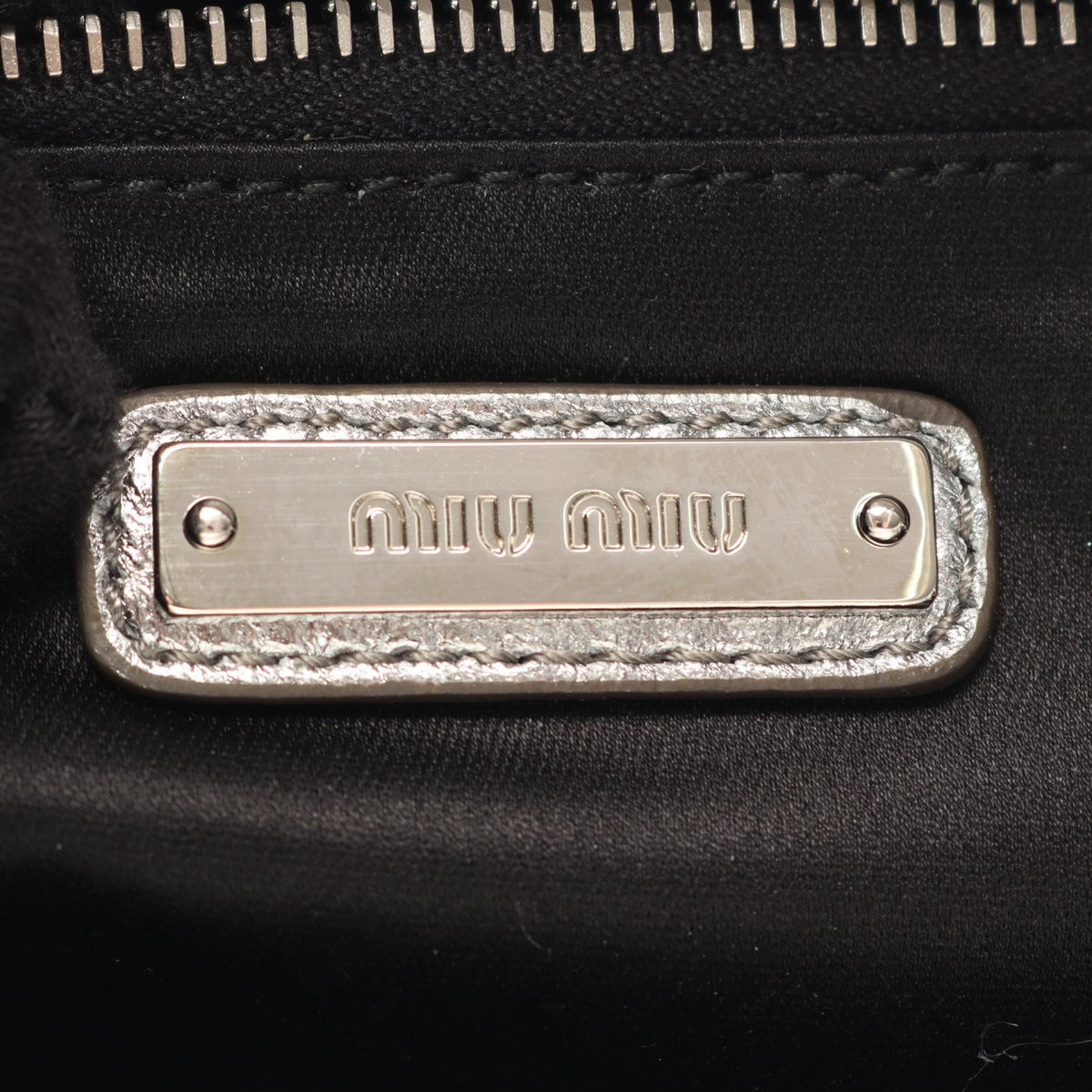 Preloved Miu Miu NAPPA BIKER 2WAY Handbag Silver leather 2101220288211