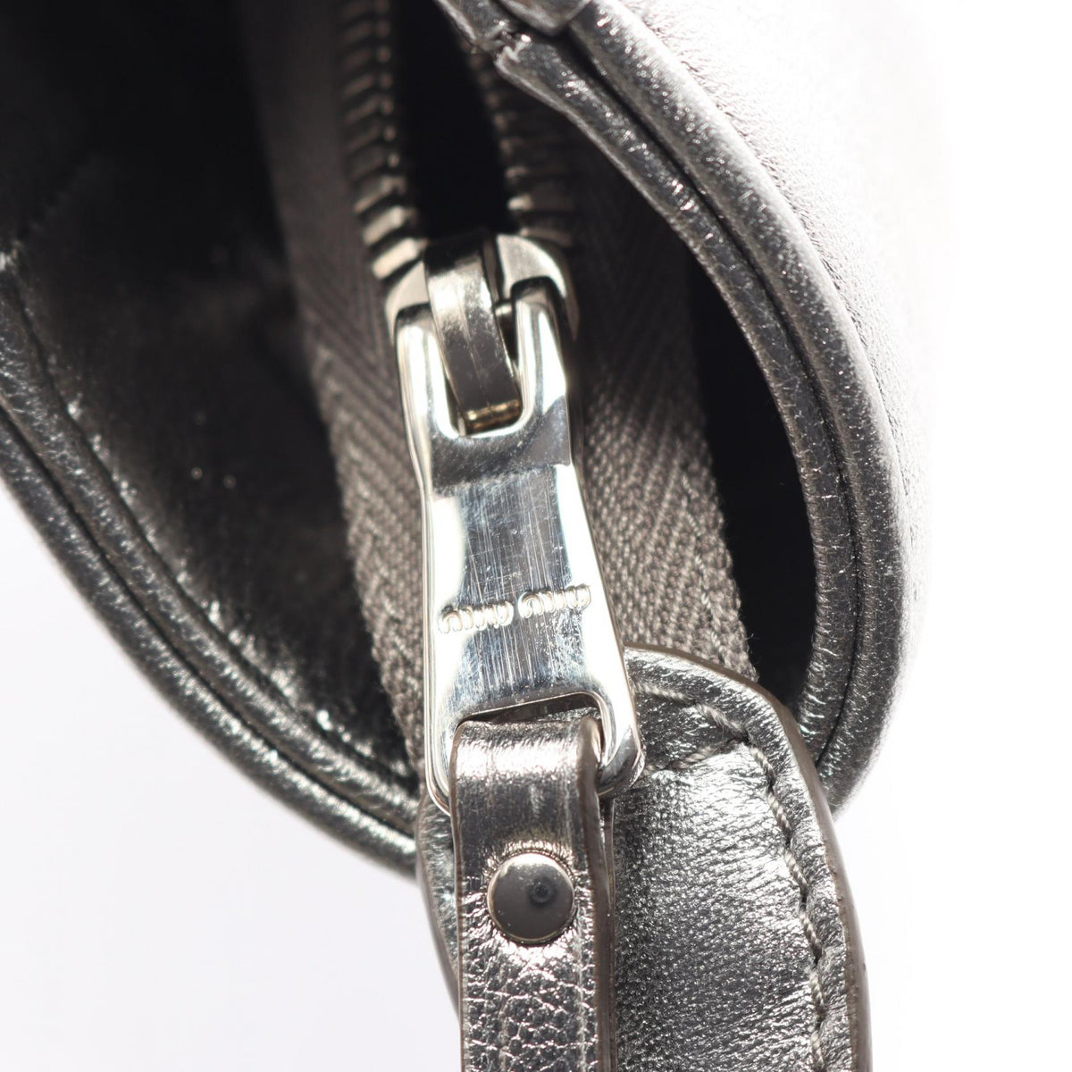 Preloved Miu Miu NAPPA BIKER 2WAY Handbag Silver leather 2101220288211