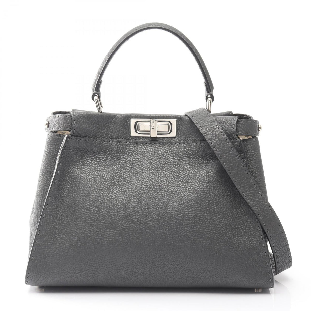 Preloved FENDI Peek-a-boo regular Handbag Gray leather 2101219523217