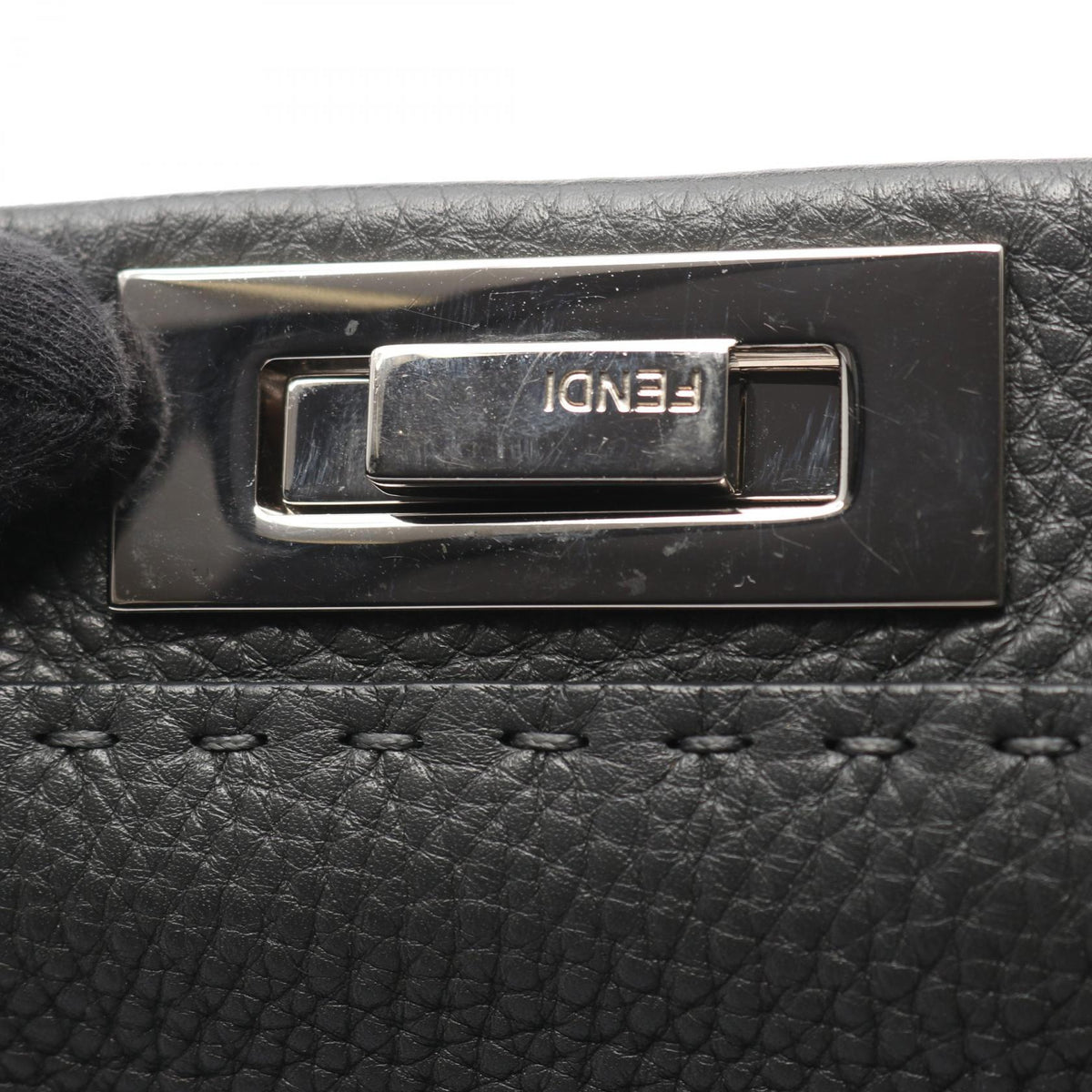 Preloved FENDI Peek-a-boo regular Handbag Gray leather 2101219523217