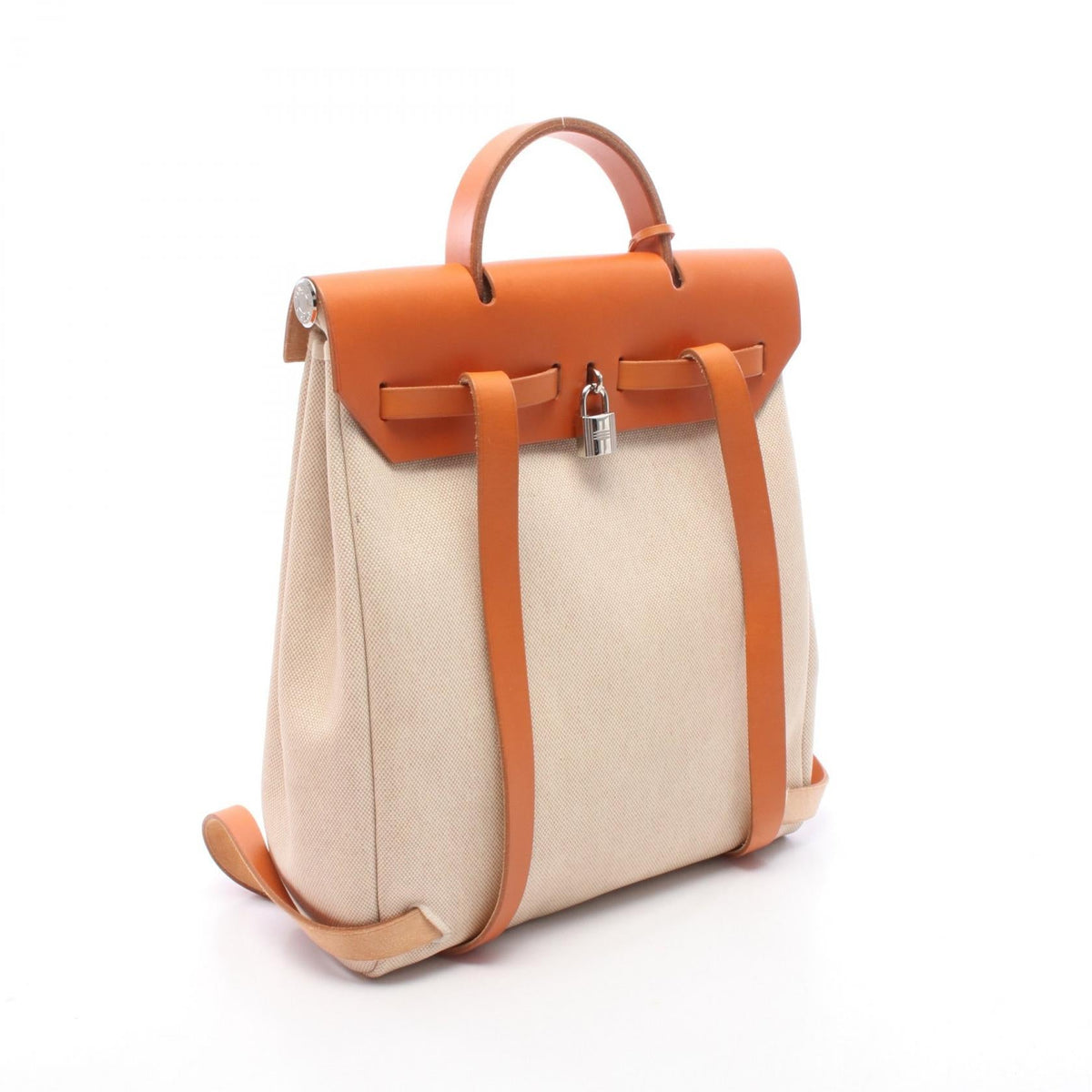 Preloved HERMES Herbag add PM Rucksack BackpackBeige Beige Beige/Brown Toile H Other×Toile H / Vache leather Hunter 210122028