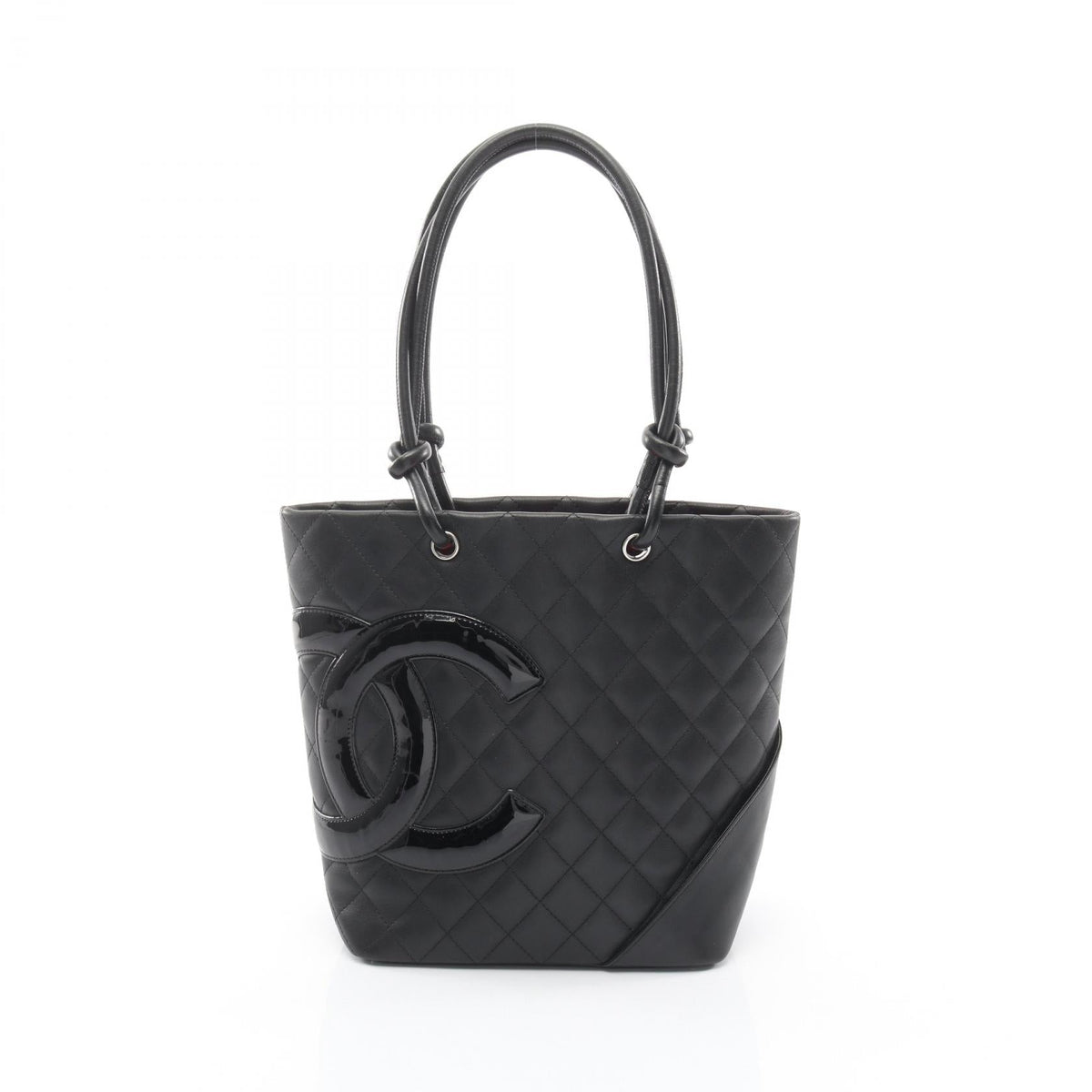 Preloved CHANEL Black Cambon line medium leather×Patent leather 2101219616742