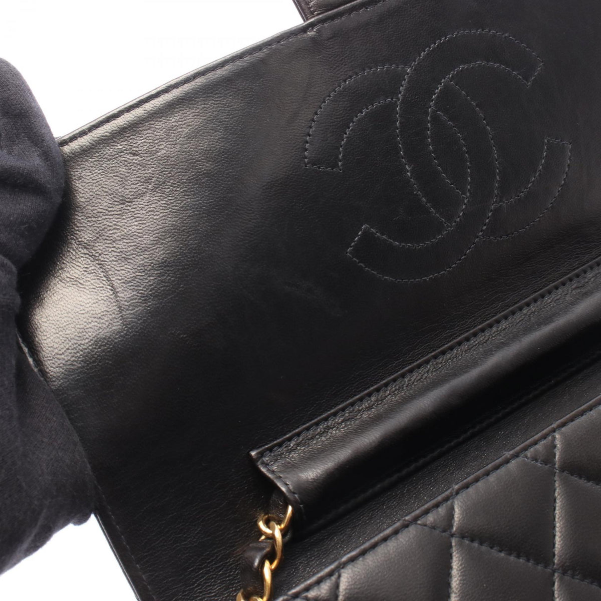 Preloved CHANEL Black Matelasse Lambskin (sheep leather) 2101220286088
