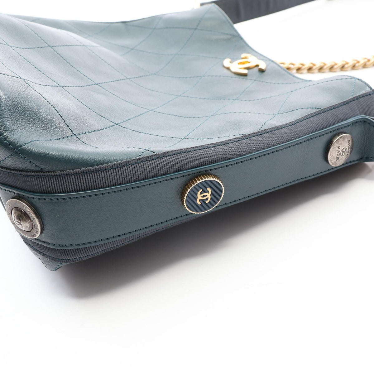 Preloved CHANEL Green Matelasse 2WAY leather 2106800649970