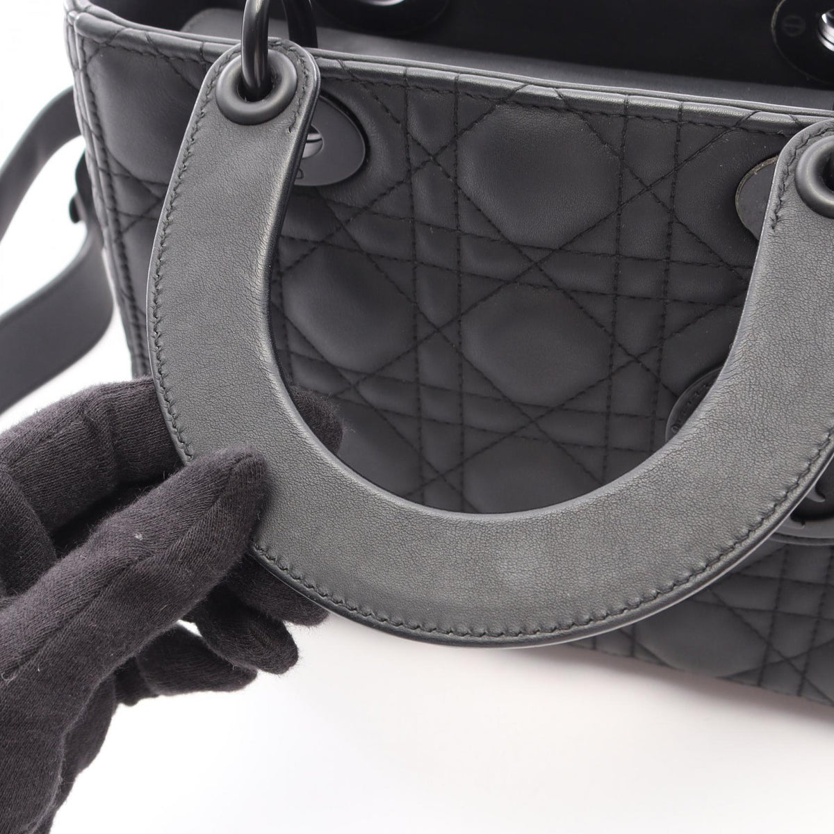 Preloved Dior LADY DIOR MY ABCDIOR Lady Christian Dior Small Cannage 2WAY Handbag Black leather M0538SLOI_M989 2106800649963