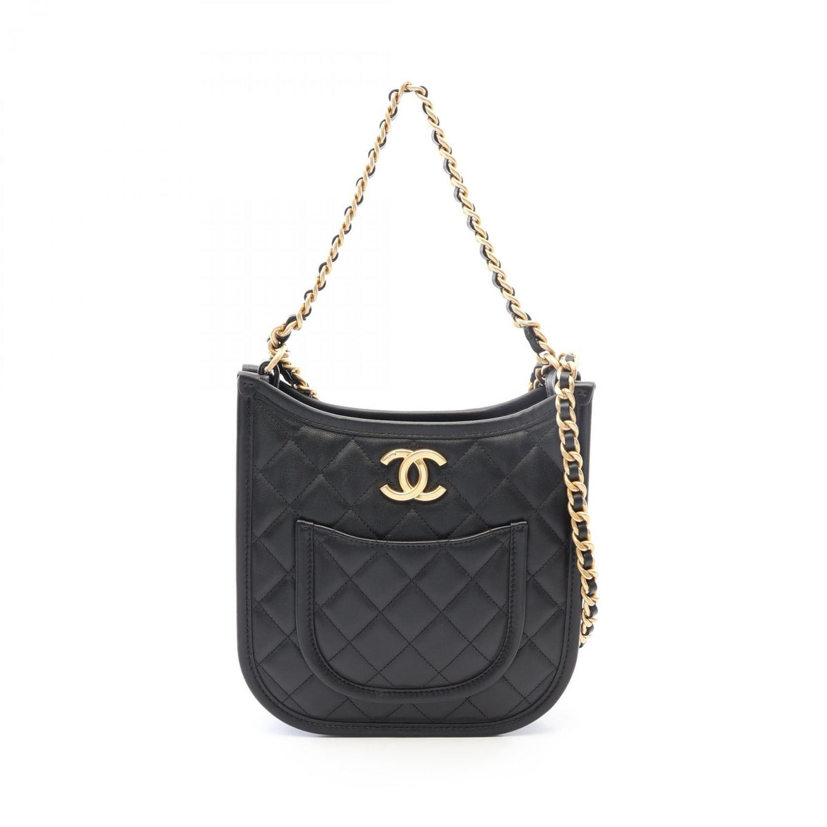 Preloved CHANEL Black Matelasse Hobo 2WAY Lambskin (sheep leather) AS4532 2121400022749