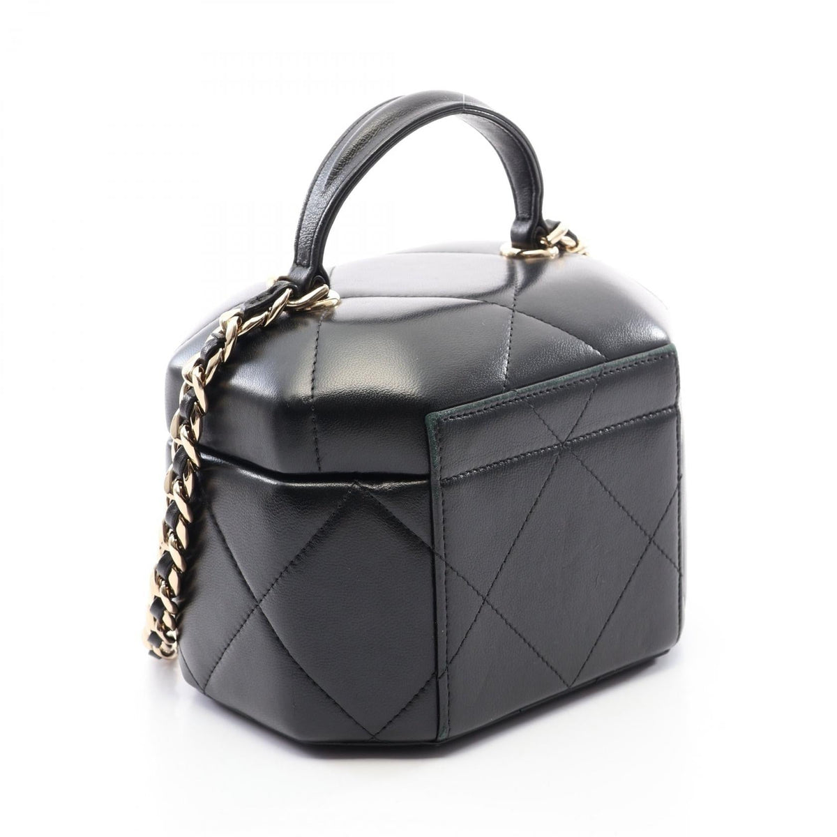 Preloved CHANEL Black COCO Mark Vanity Bag 2WAY Lambskin (sheep leather) AS2630 2101220244668