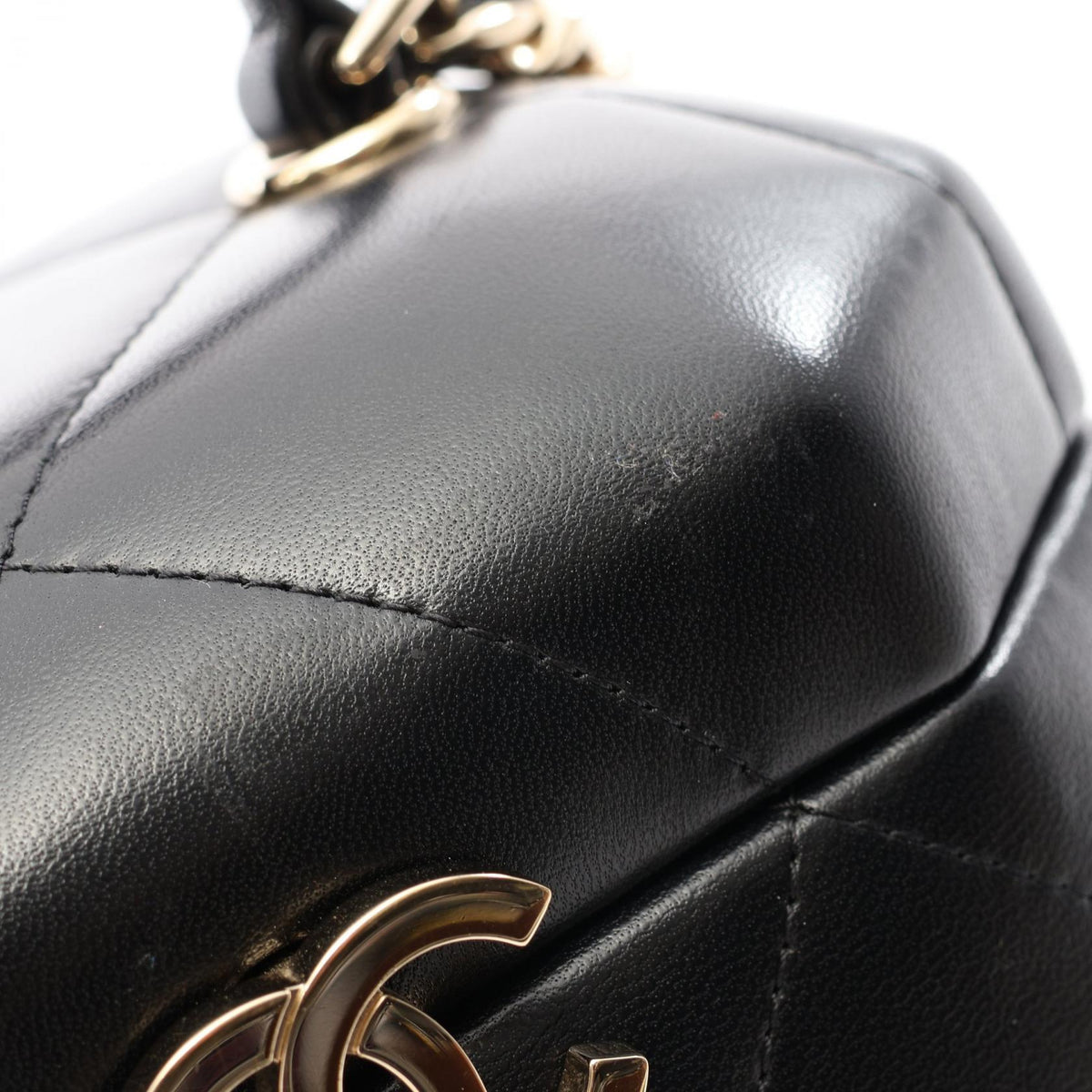 Preloved CHANEL Black COCO Mark Vanity Bag 2WAY Lambskin (sheep leather) AS2630 2101220244668