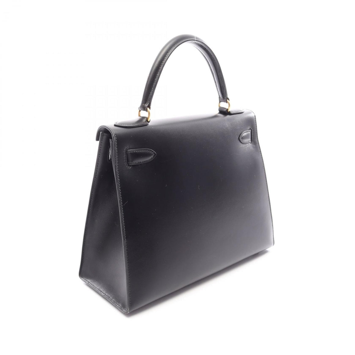 Preloved HERMES Kelly 28 (External Stitching, 2-Way) Handbag Black Box calf leather Calfskin (cowhide) 2101220115845