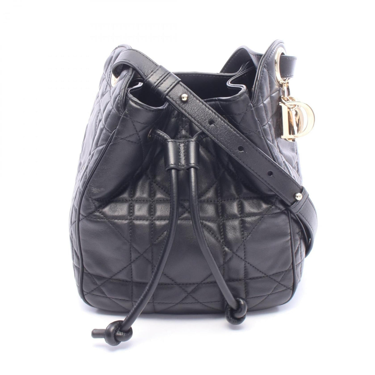Preloved Dior D-Motion Small Cannage Shoulder Bag Black Lambskin (sheep leather) M2851ONWP 2120900147006