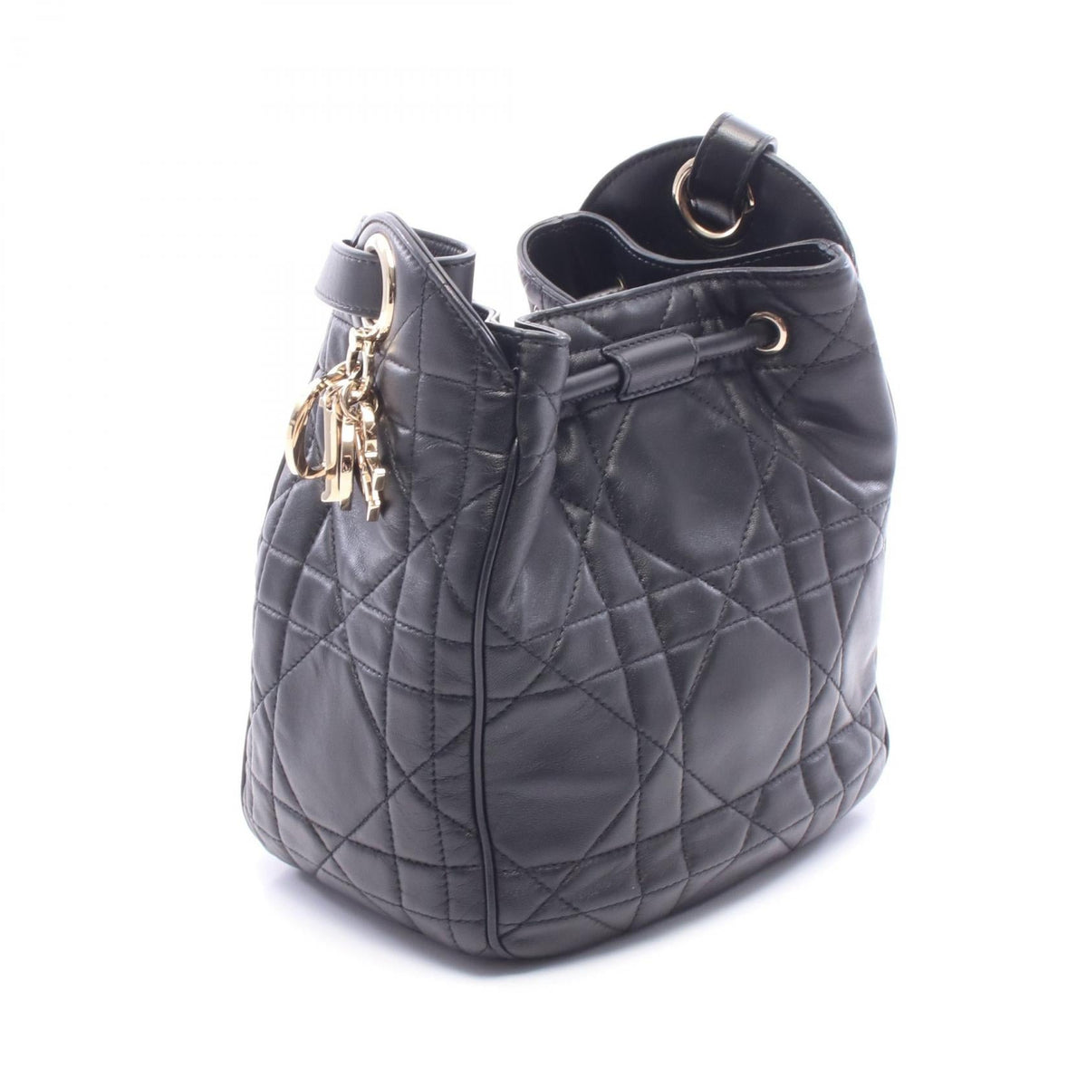 Preloved Dior D-Motion Small Cannage Shoulder Bag Black Lambskin (sheep leather) M2851ONWP 2120900147006