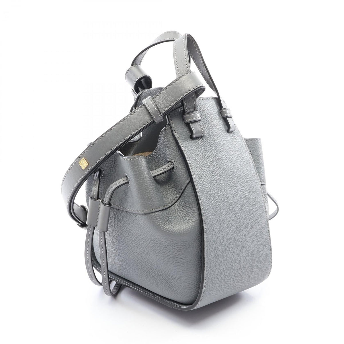 Preloved LOEWE Hammock Drawstring Bag Mini 2WAY Handbag Gray leather 2101220286415