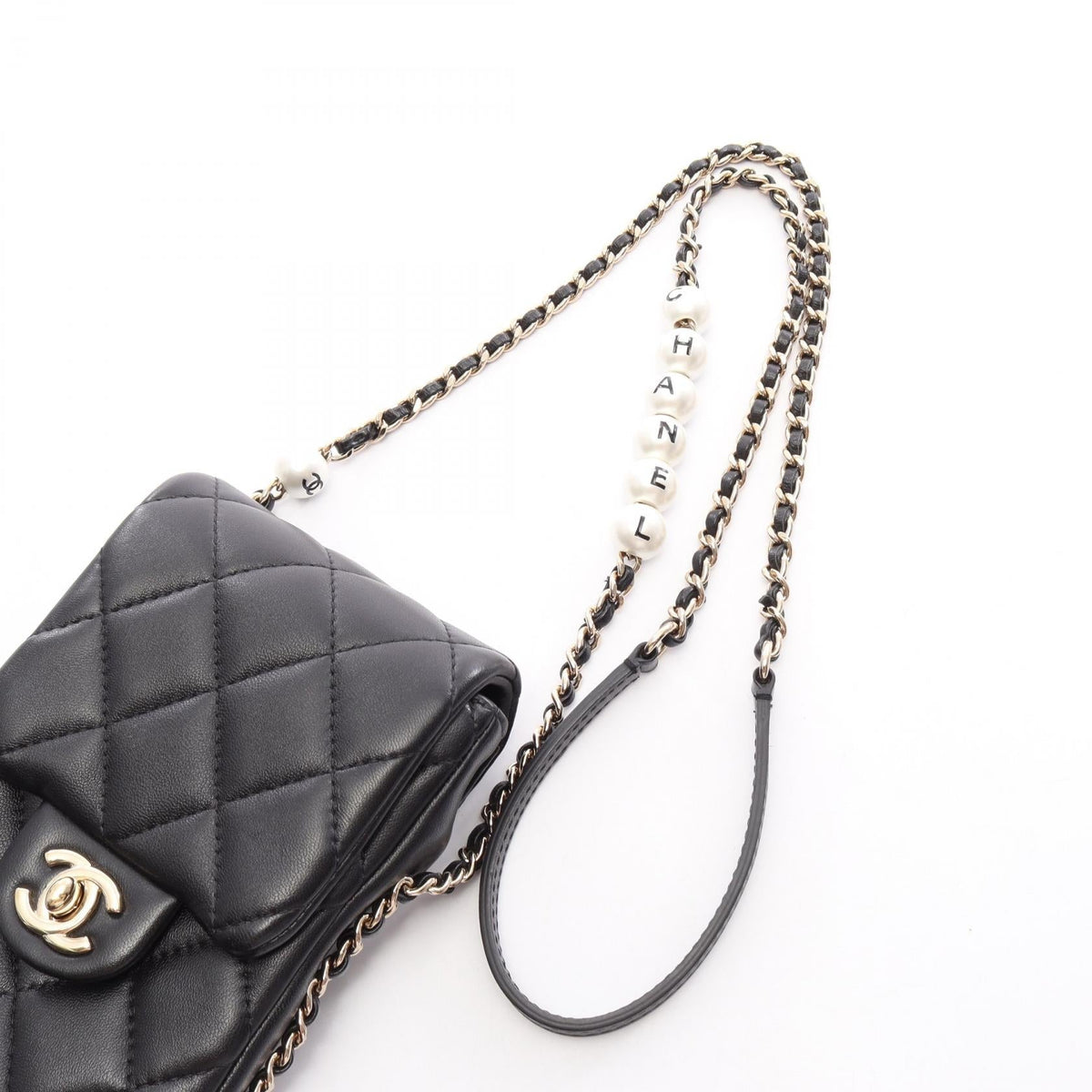 Preloved CHANEL Black Matelasse phone case leather 2106800649369