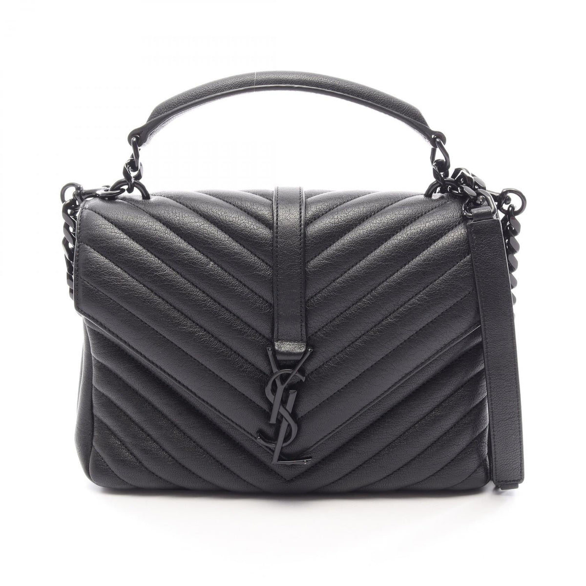 Preloved SAINT LAURENT PARIS College 2WAY Handbag Black leather 428056 2100301262515