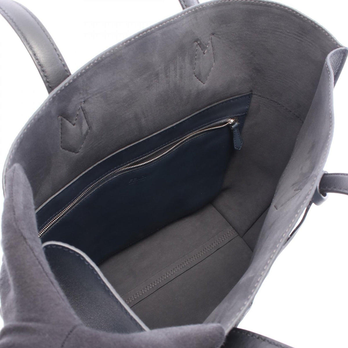 Preloved FENDI All-in Shopping Tote Bag Navy/Black leather 8BH260 2101220287207