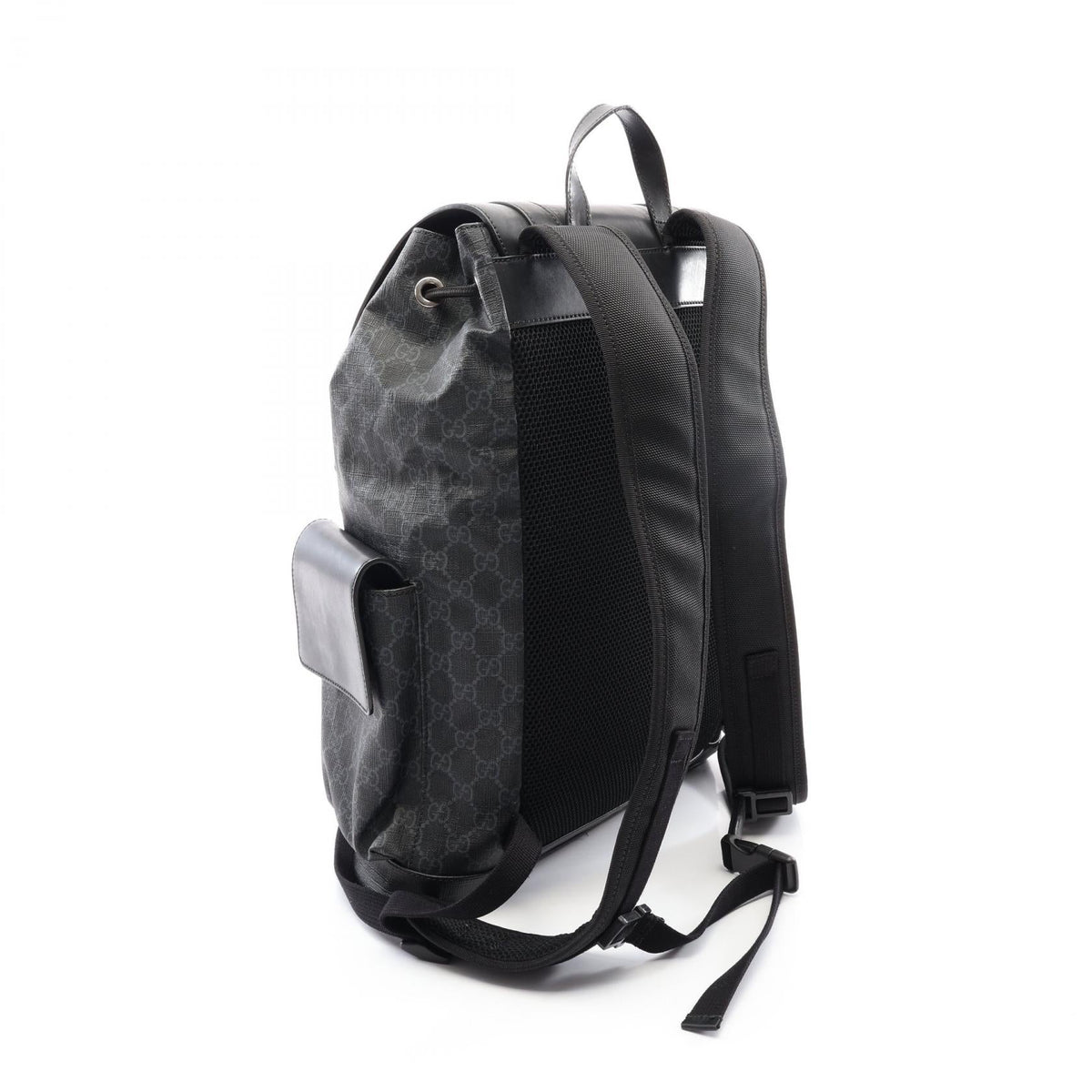 Preloved GUCCI Soft GG Supreme Sherry Line Rucksack Backpack Black/Navy/Red PVC coated canvas×leather 495563 2121400022930