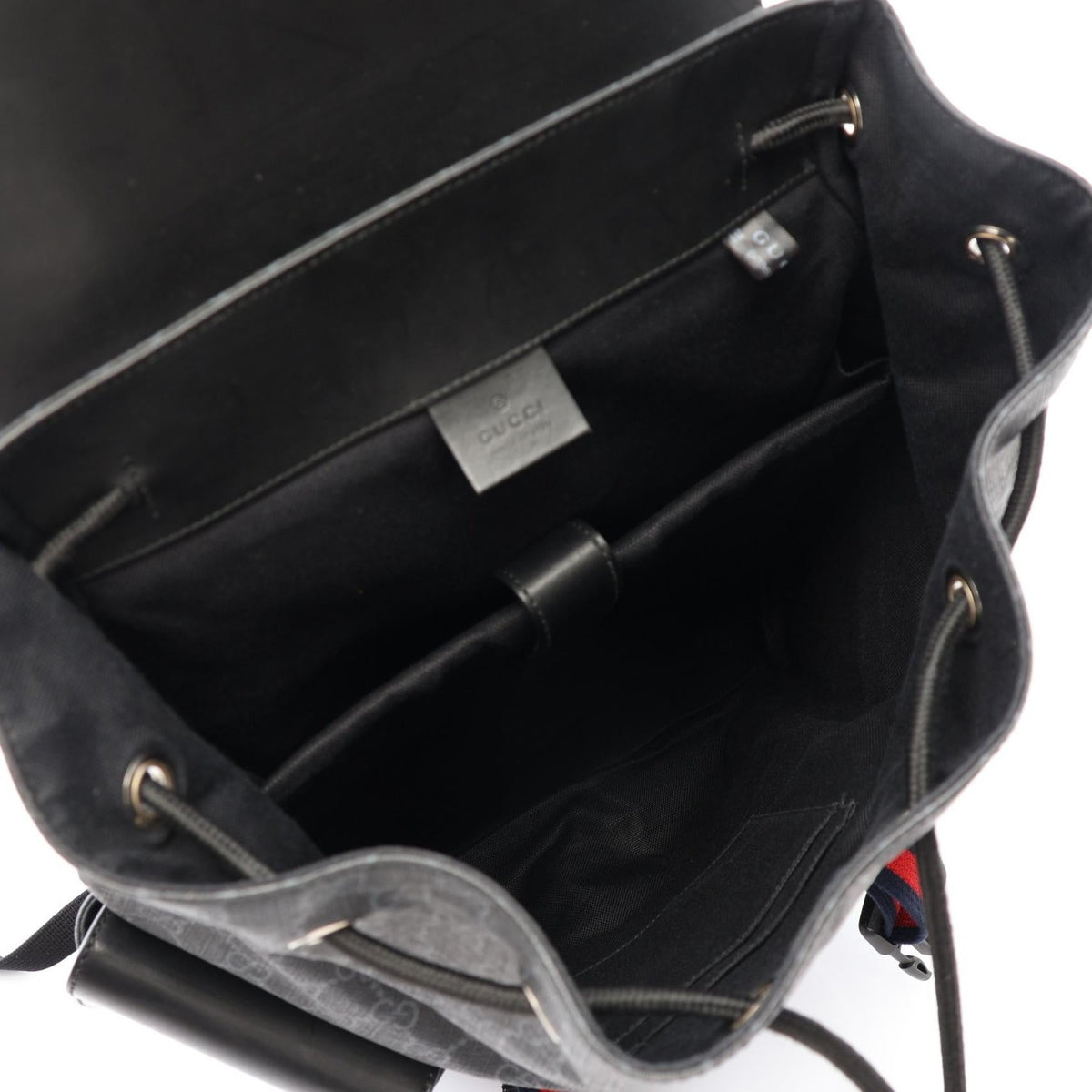 Preloved GUCCI Soft GG Supreme Sherry Line Rucksack Backpack Black/Navy/Red PVC coated canvas×leather 495563 2121400022930